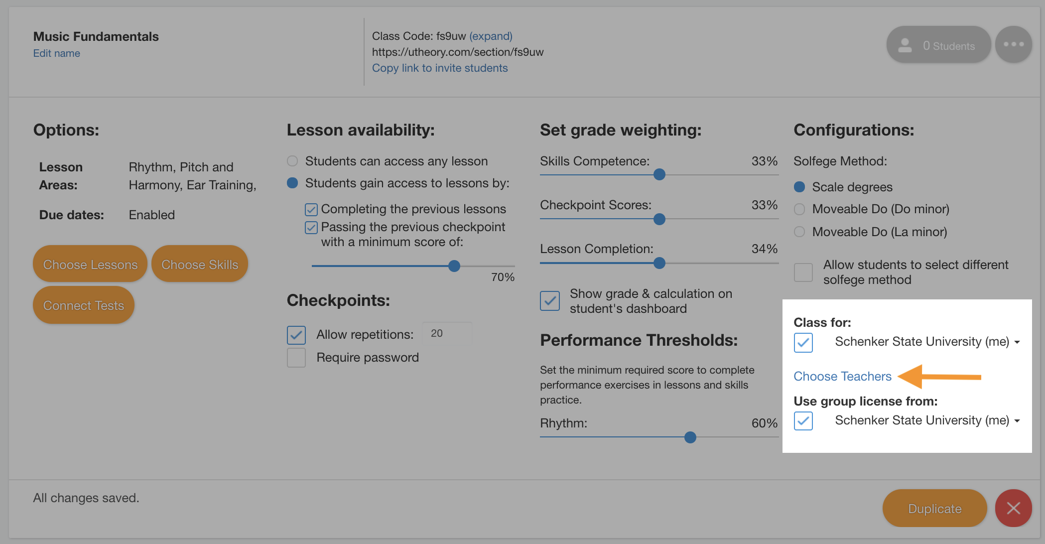Add teachers to a class