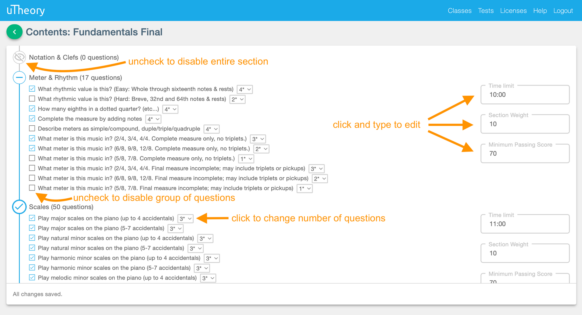 Test Content Options