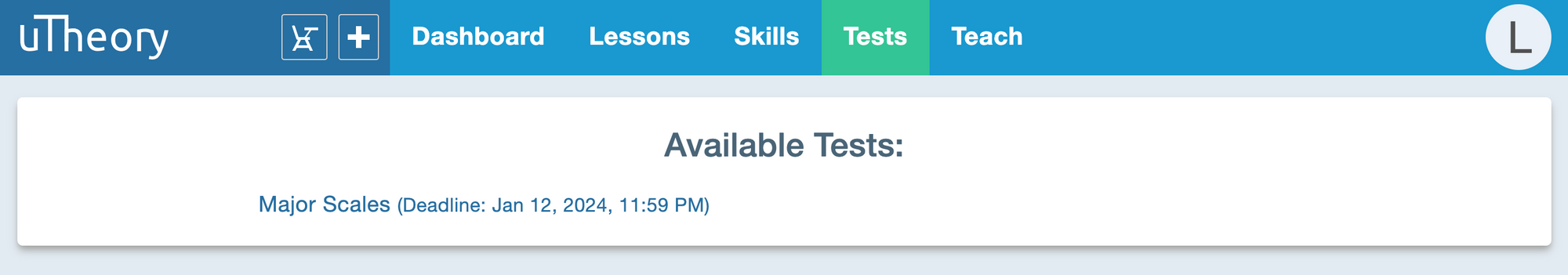 Image of test title with due date